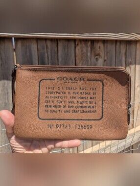Coach Coated Canvas Large Zip Pouch Brown Black D1723-F36609